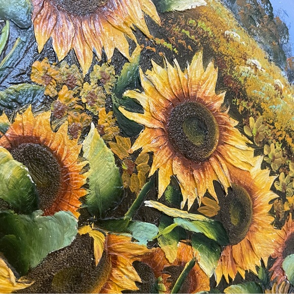 W. Mirkin Original Oil Painting – Sunflower Field (+ Professionally Framed) - Picture 3 of 9